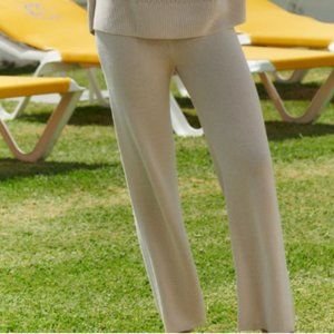 BNWOT-Zara Soft Knit Wide Leg Sweater Pants in Warm Caramel-Size Large